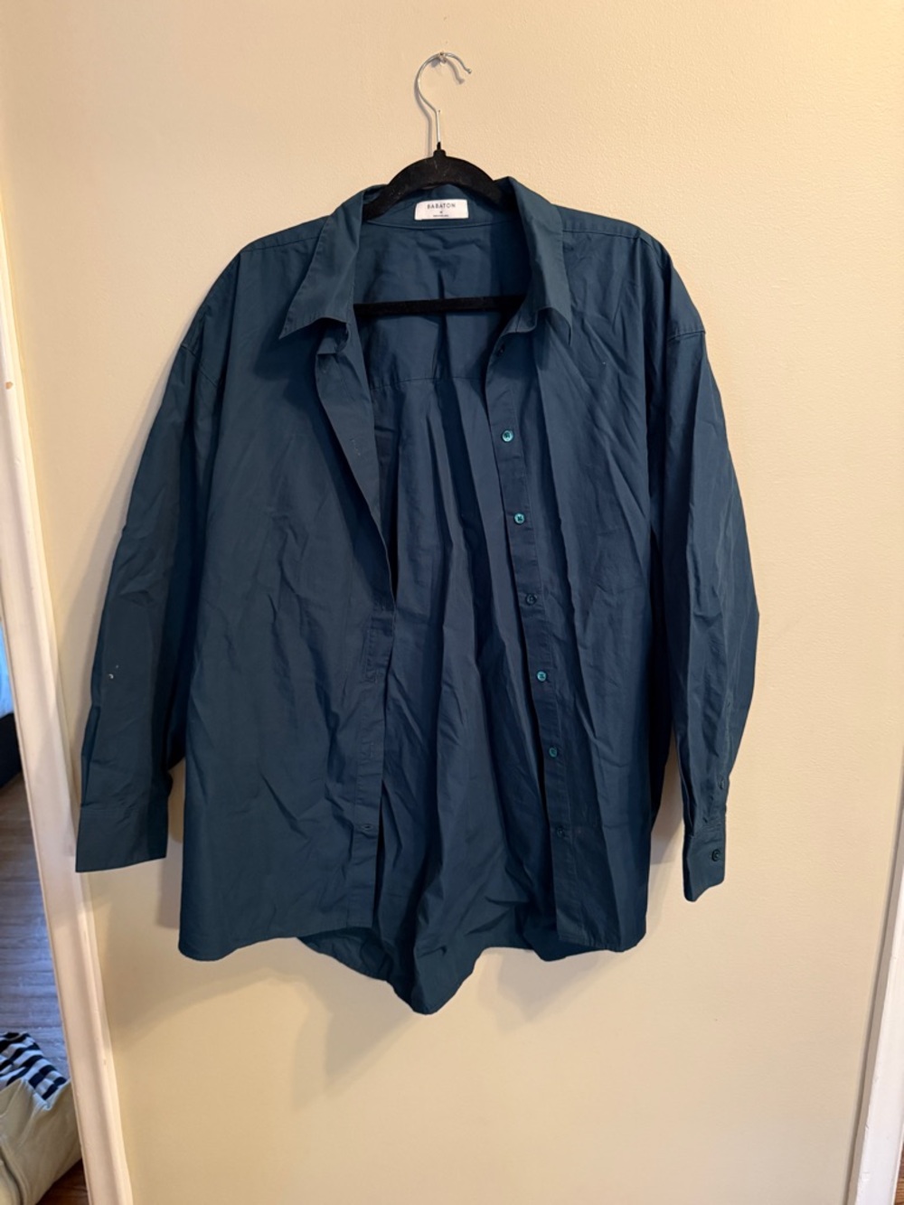 Babaton Teal Button-Down Oversized Shirt